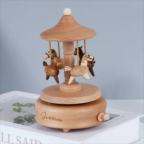 Personalised Ballerina Musical Carousel Wooden Music Box