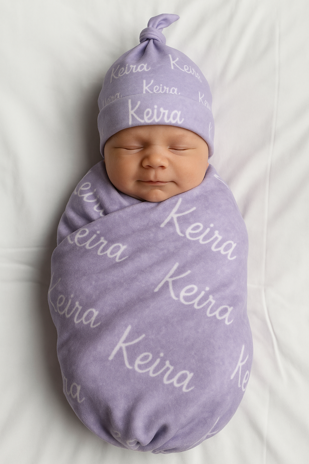 Personalized Baby Name Blanket, Hat & Bow Set – Custom Newborn Gift