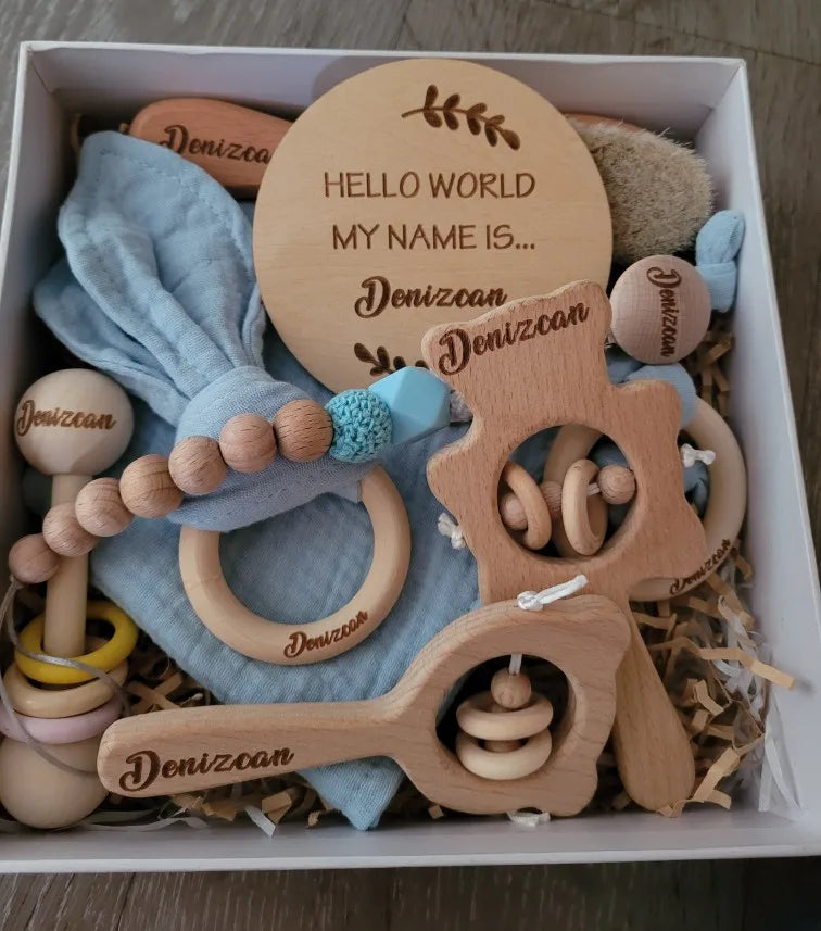 Personalized Wood Hair Brush Baby Girl/Boy Gift Box