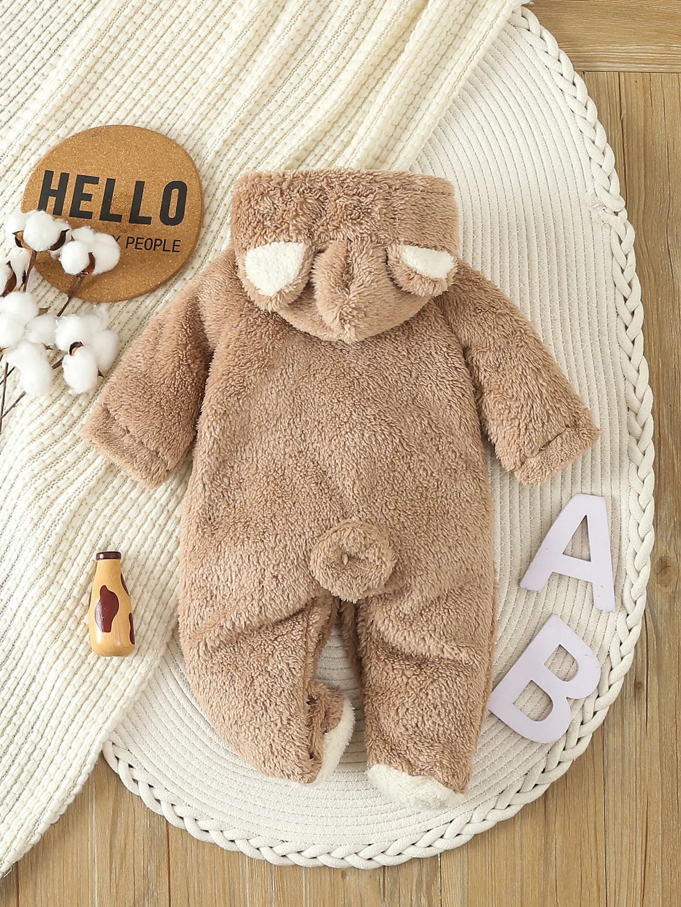 Autumn Winter Newborn Baby Rompers | Warm Fleece Hooded Jumpsuits 0–12M