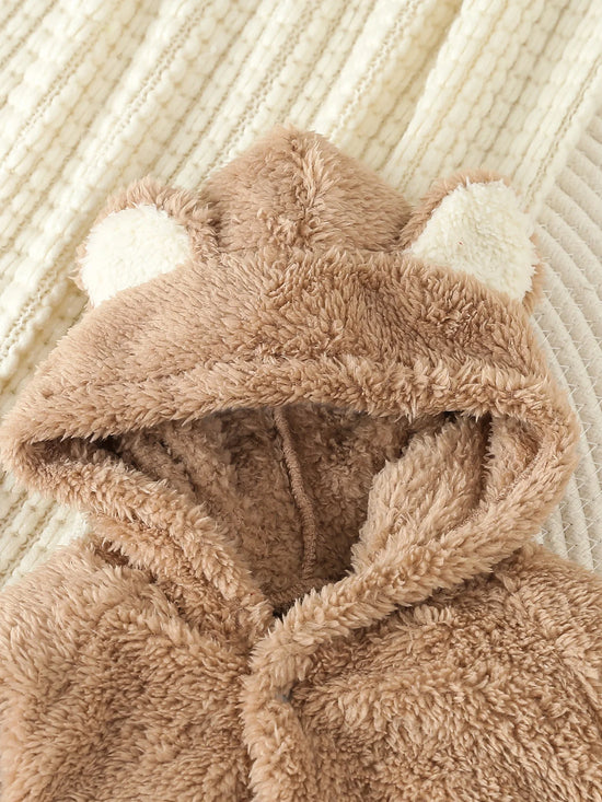 Autumn Winter Newborn Baby Rompers | Warm Fleece Hooded Jumpsuits 0–12M
