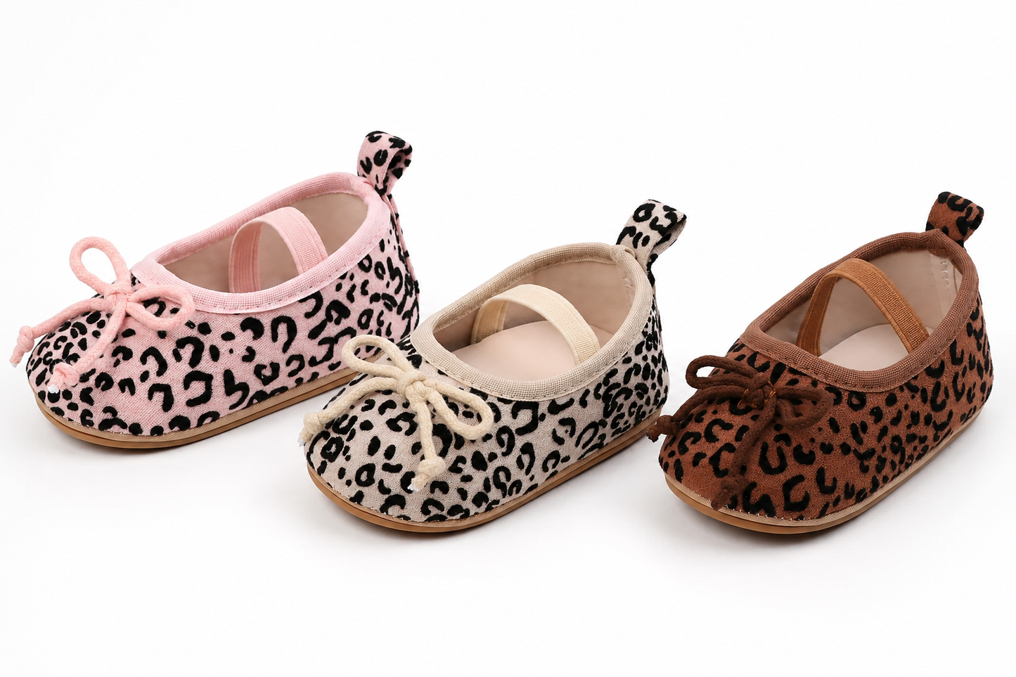 Baby Girl Leopard Print Ballet Flats – Soft Sole Bow Mary Jane Shoes