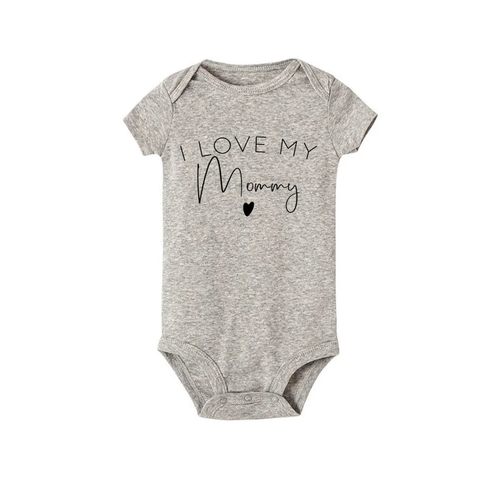 I Love My Daddy/auntie/mommy/uncle Boys Girls Newborn Baby Bodysuit Newborn Casual Round Neck Jumpsuit Funny Print Clothes