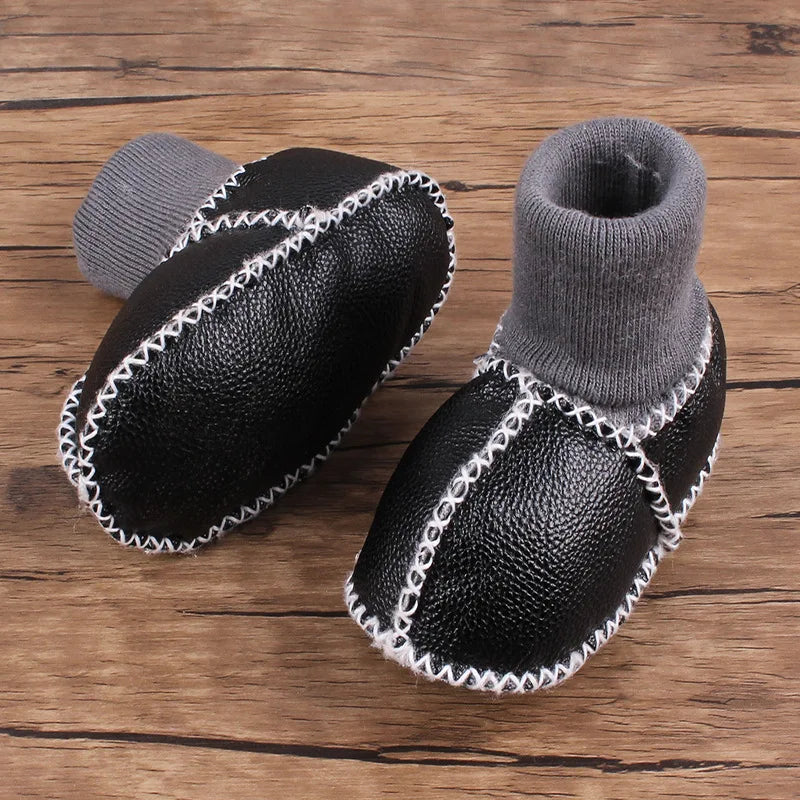 Winter Soft Bottom PU Leather Baby Boots