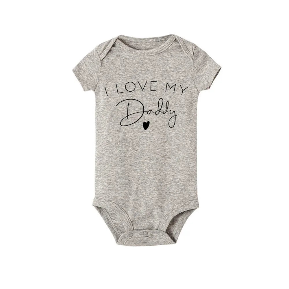 I Love My Daddy/auntie/mommy/uncle Boys Girls Newborn Baby Bodysuit Newborn Casual Round Neck Jumpsuit Funny Print Clothes