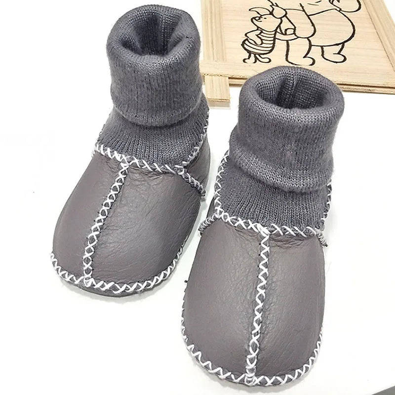 Anti-slip Plush Warm Leather Boots