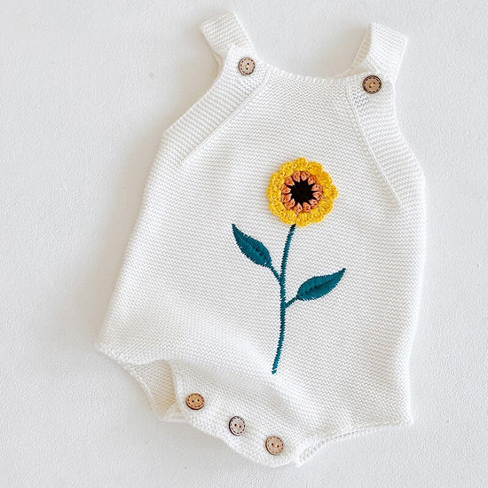 Sunflower Knitted baby Romper