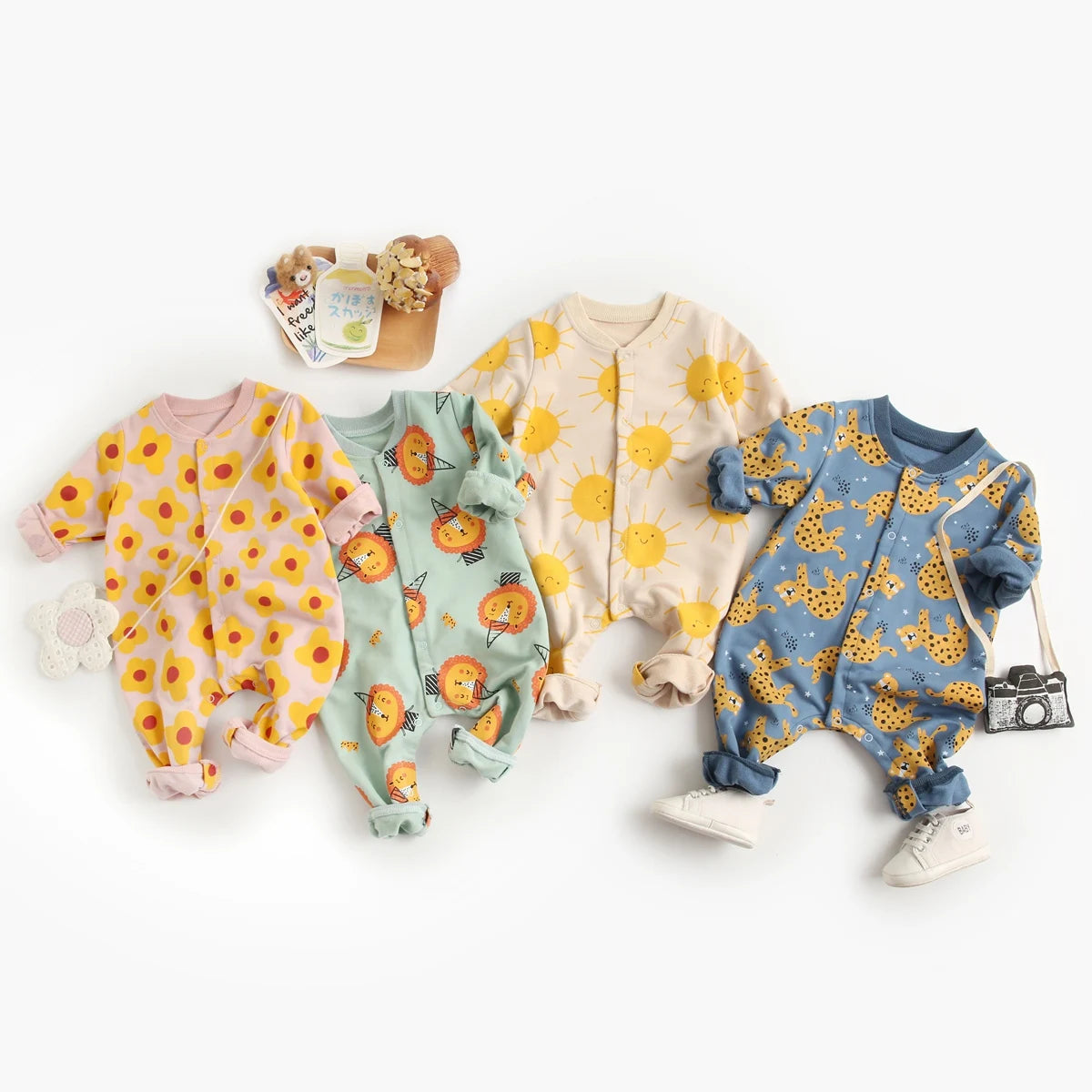 Baby Cartoon Print Romper | Soft Newborn Footed Onesie