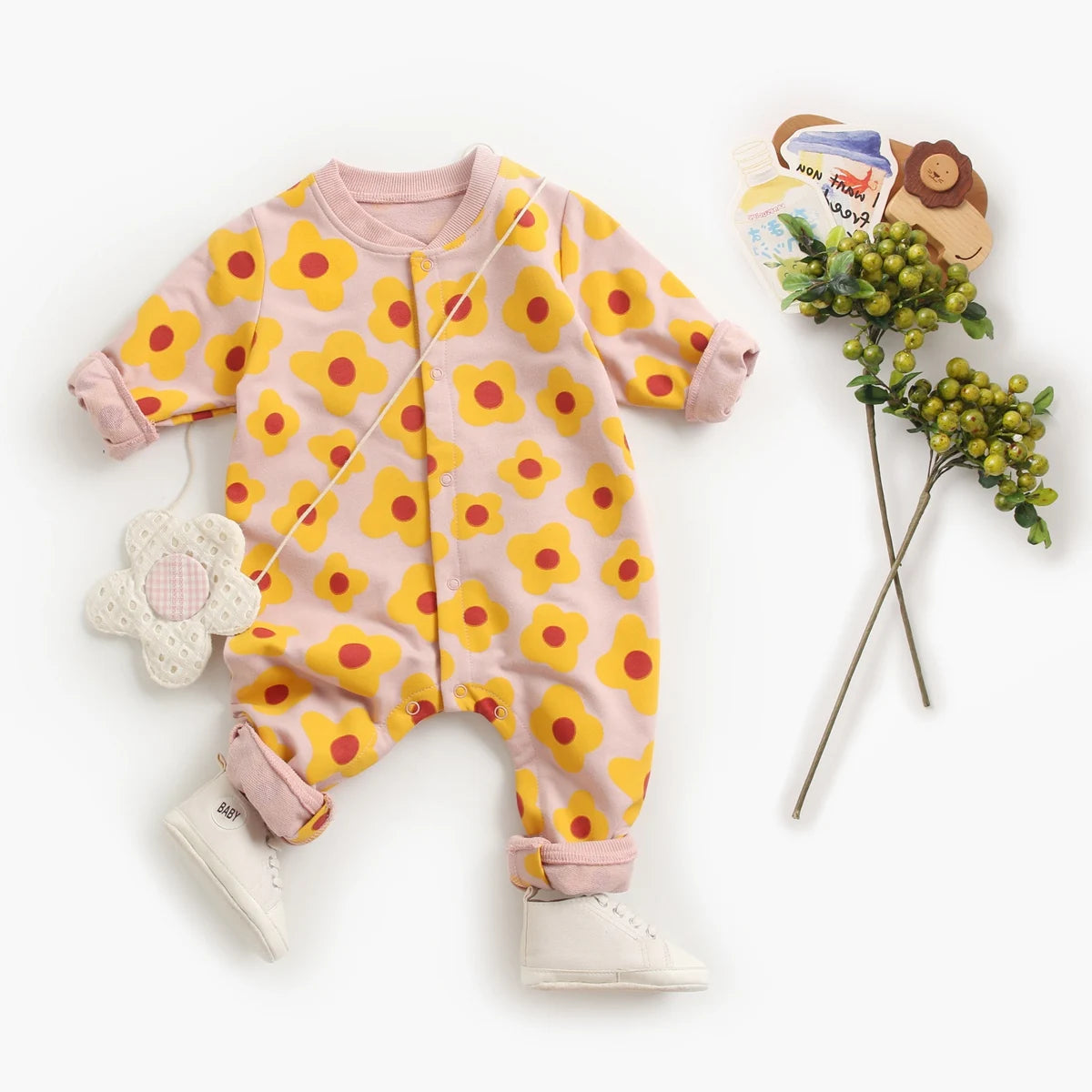 Baby Cartoon Print Romper | Soft Newborn Footed Onesie