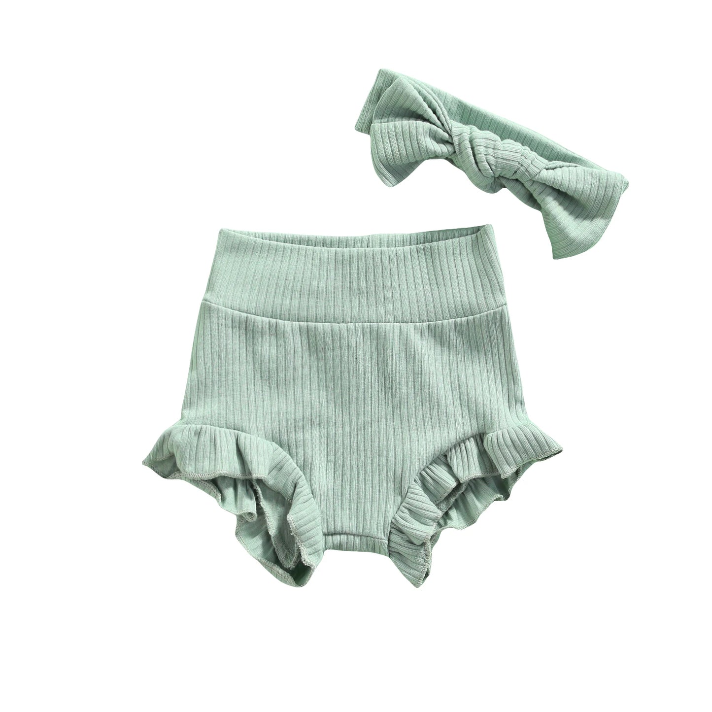 Baby Girl Ruffle Bloomers & Bow Set – Cotton Lace Diaper Cover Shorts for Newborns & Toddlers