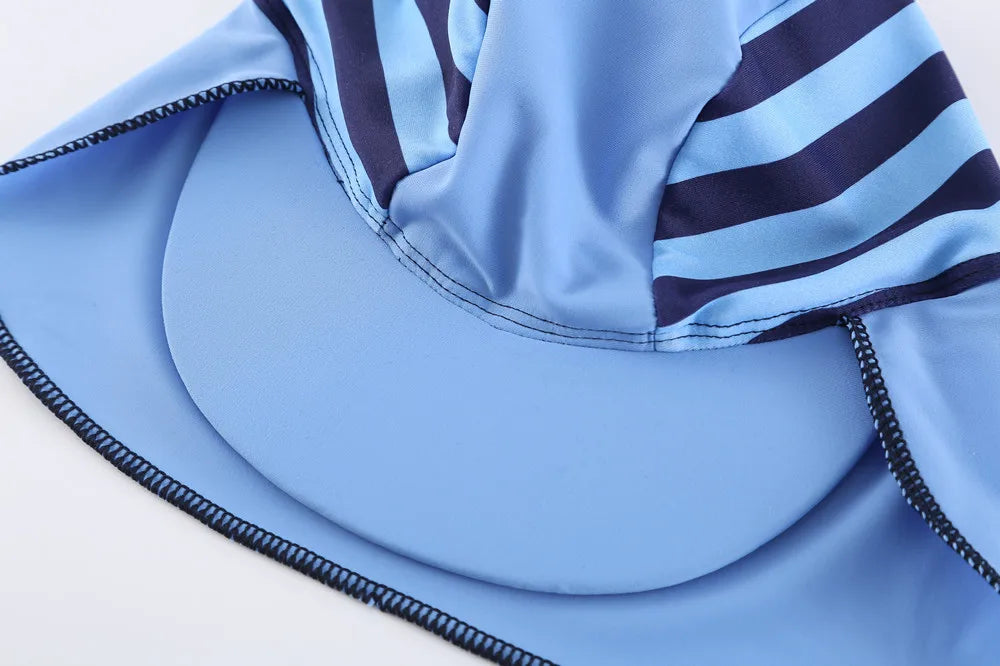 Baby Boy Swimsuit With Hat | UPF50+ Sun Protection Swimwear | Long Sleeve Beach & Pool Outfit