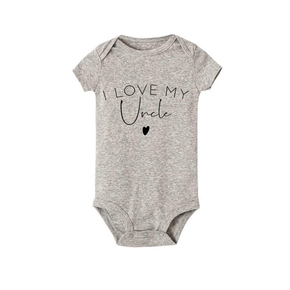 I Love My Daddy/auntie/mommy/uncle Boys Girls Newborn Baby Bodysuit Newborn Casual Round Neck Jumpsuit Funny Print Clothes