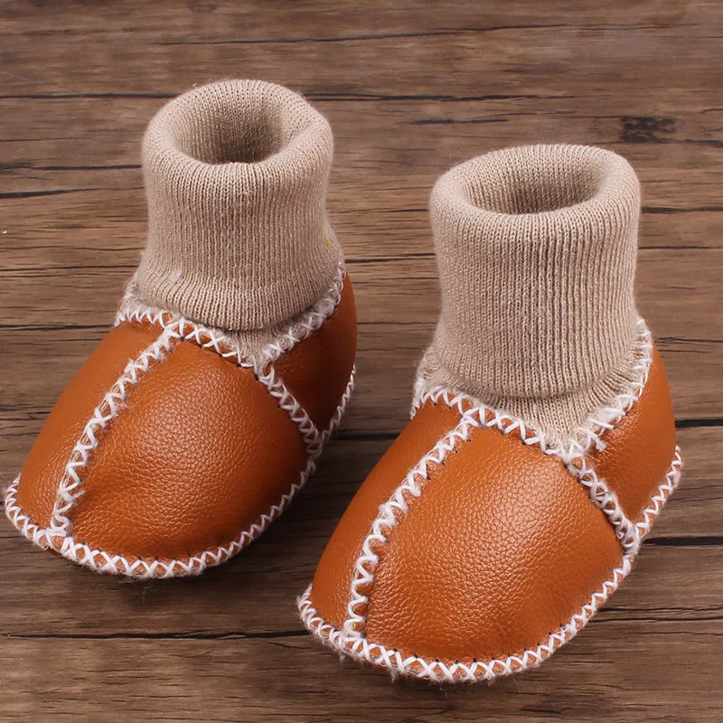 Winter Soft Bottom PU Leather Baby Boots