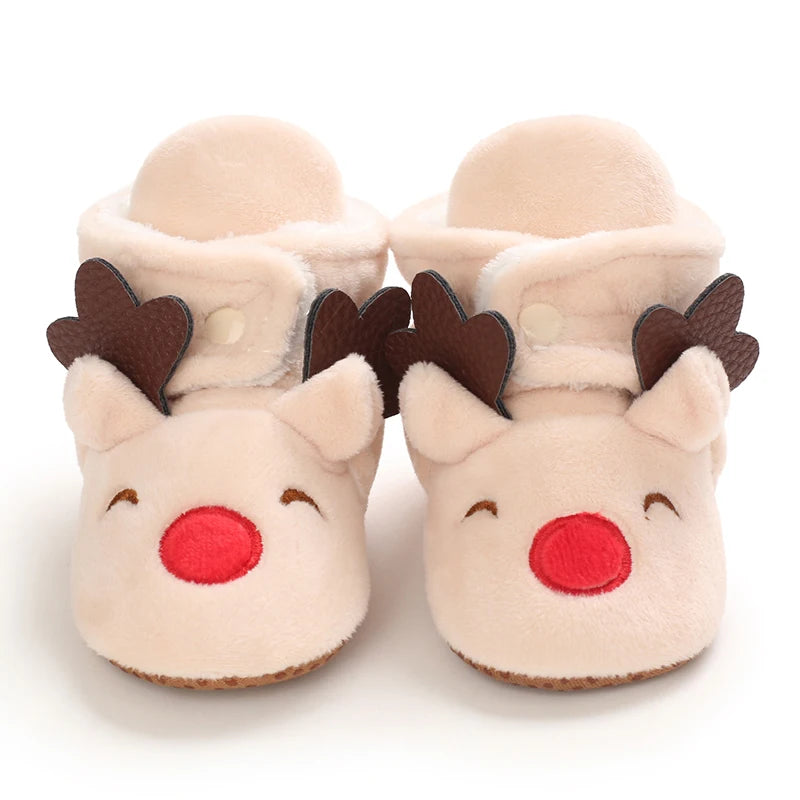 Infant Newborn Booties Santa Foot Socks Baby Christmas Boots Lovely Snowflake Santa Design Winter Warm Slippers Anti-Slip Shoes