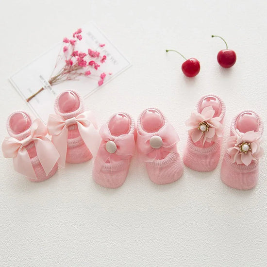 3 Pairs/Lot Lace Flower Newborn Baby Socks