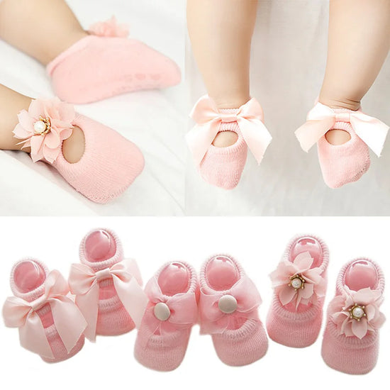 3 Pairs/Lot Lace Flower Newborn Baby Socks