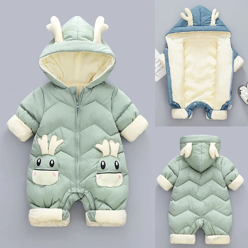 New born Warm Baby coat Winter Hooded mantle Rompers Thick Outfit Jumpsuit Overalls Snowsuit Children Boys Clothing kids clothes