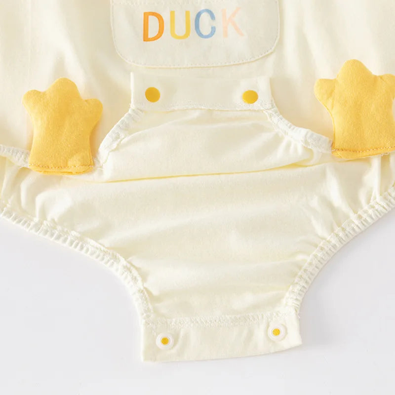 Baby Unisex Romper Set with T-Shirt | Cute Duck Overalls Outfit
