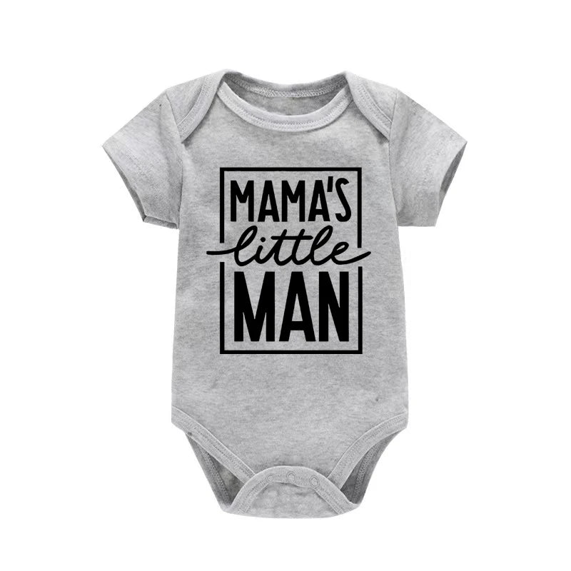 Baby Boys Romper Summer Short Sleeve Letter Print Mama's Little Man Jumpsuit Infant Bodysuits Newborn Baby Clothes