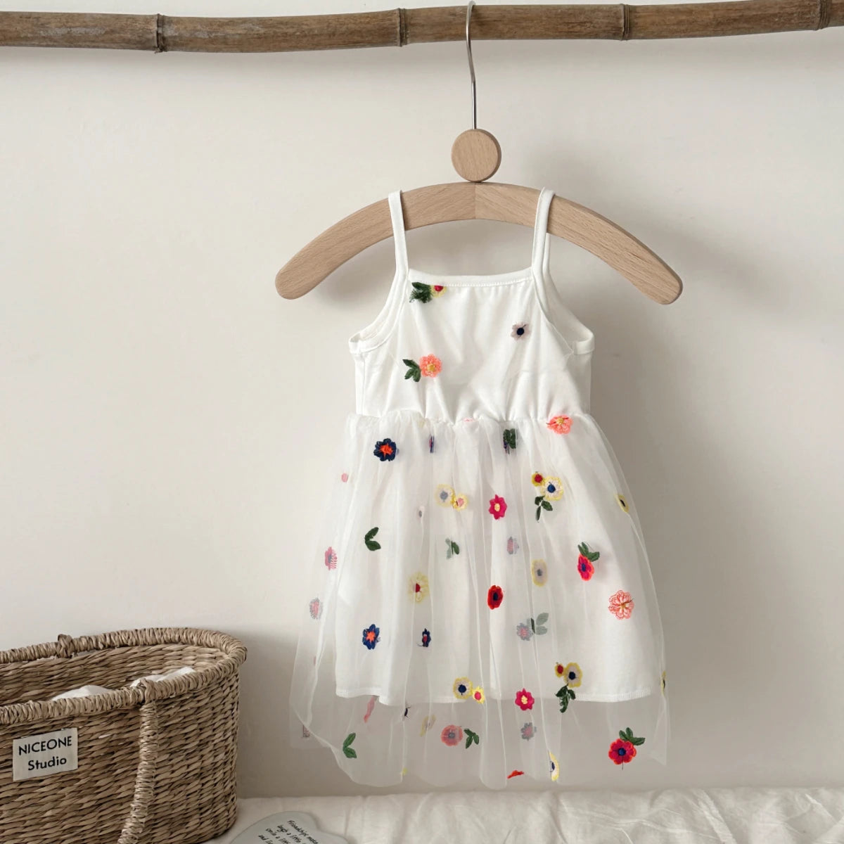 Baby Girl Floral Tulle Dress White | Embroidered Summer Party Outfit