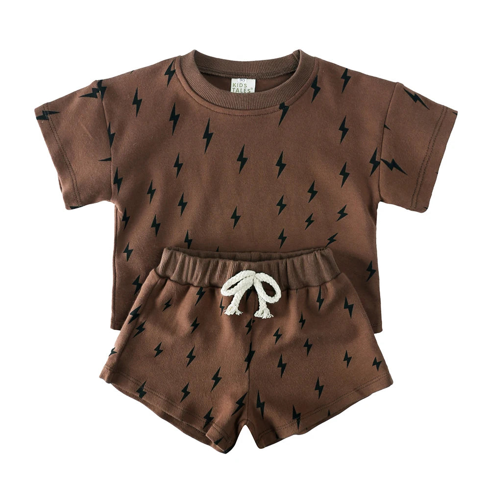 Toddler Summer Outfit Set | Baby Boy Printed T-Shirt & Shorts Matching Set