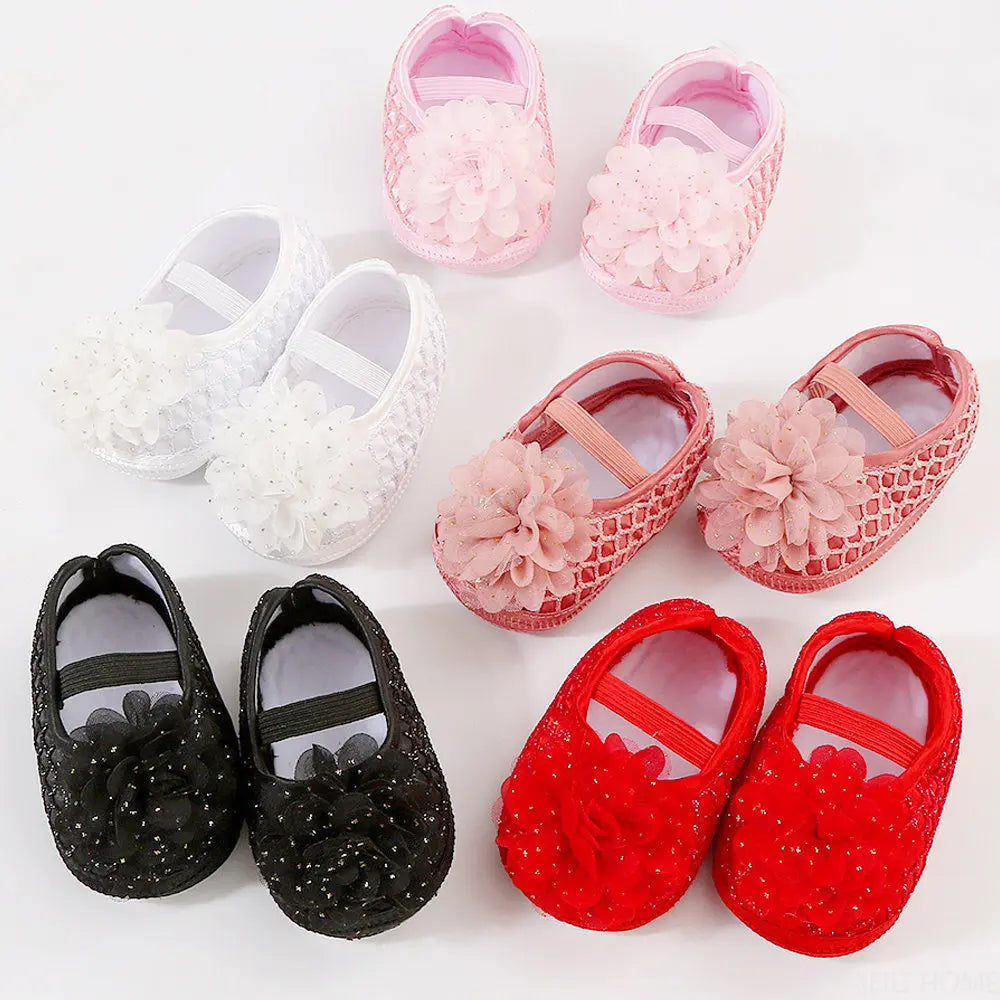 Newborn Infant Baby Girl Summer Kids Shoes Soft Sole Crib Prewalker Toddler Anti-Slip Solid Floral First Walkers