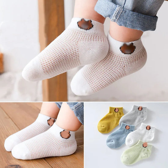 5 Pairs Kids Cotton Socks – Breathable Spring & Summer Socks for Girls and Boys