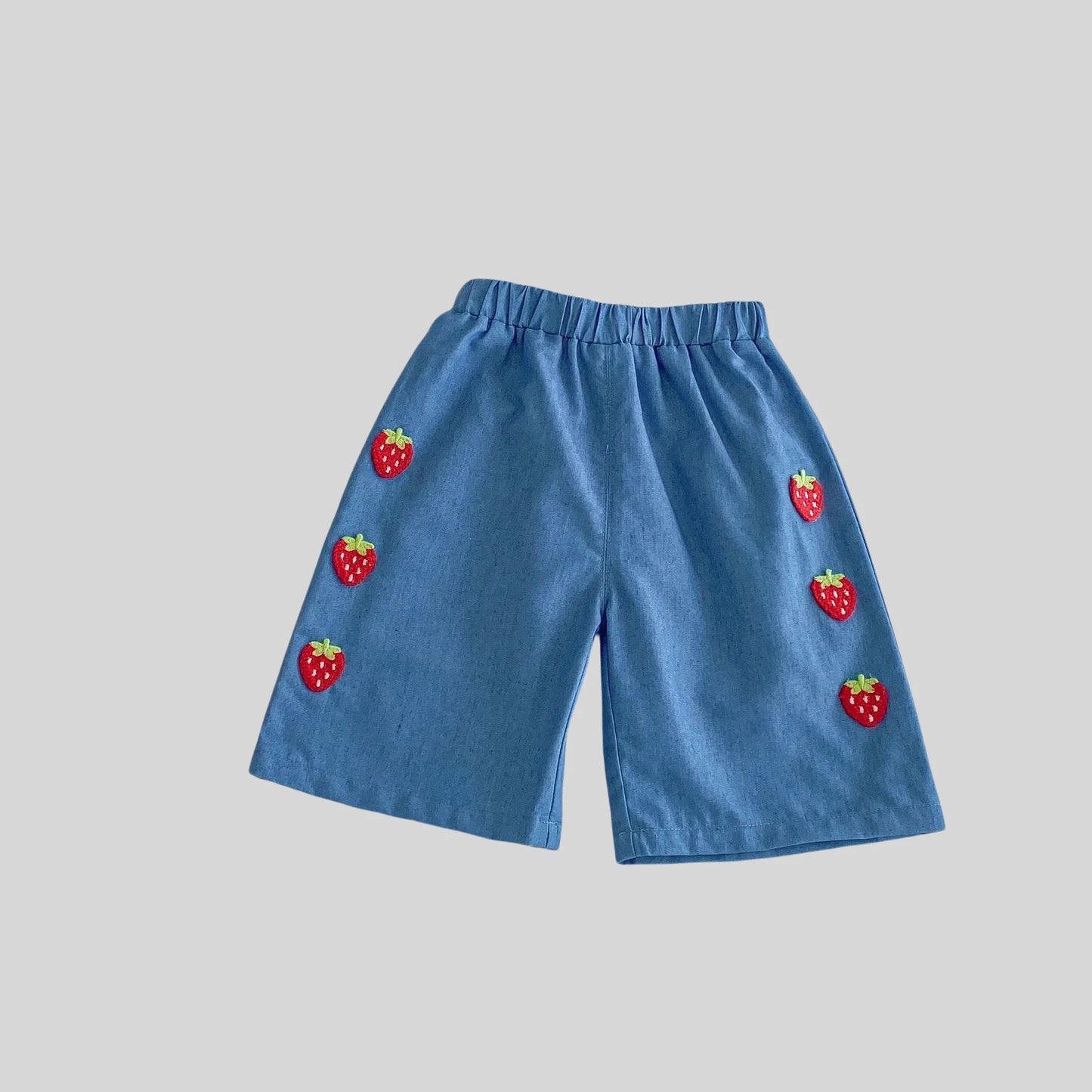 Toddler Strawberry Outfit Set | Knit Top & Shorts Summer Baby Clothes