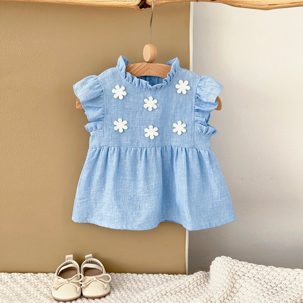 Baby Girls Clothing Infants Young Children's Summer Sweet White Floral Princess Dress Hot Selling Toddler Dress