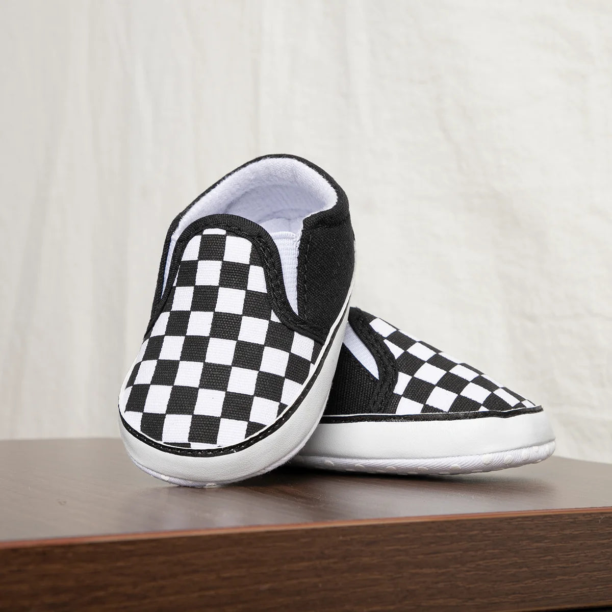 Classic Checkerboard Baby Shoes – Soft Sole Canvas Slip-On for Boys & Girls | Toddler & Newborn Casual Sneakers