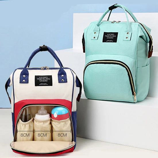 Large Capacity Canvas Mummy Bag – Baby Bottle Insulated Diaper Backpack for Travel