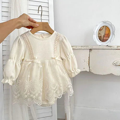 Baby Girl Lace Romper | Newborn Vintage Princess Outfit