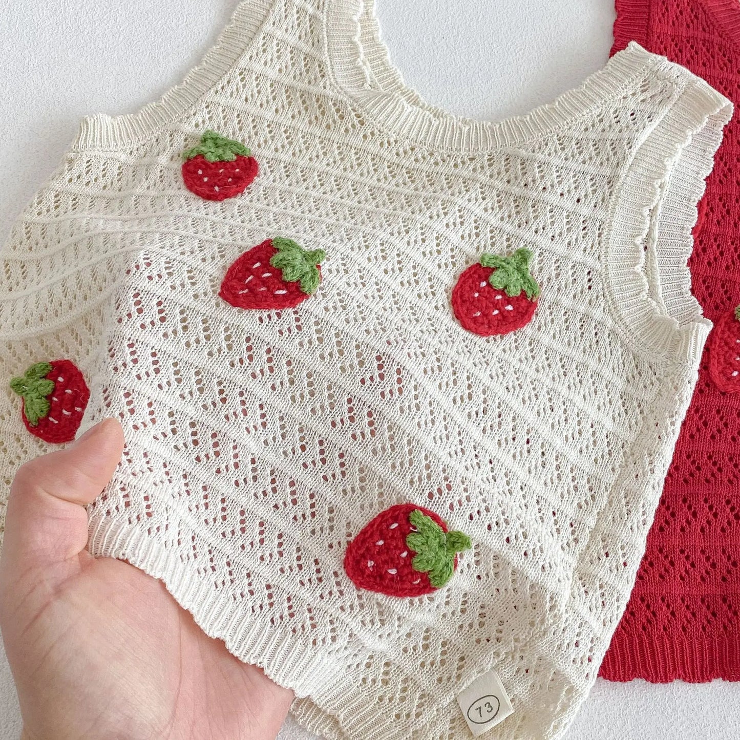 Toddler Strawberry Outfit Set | Knit Top & Shorts Summer Baby Clothes
