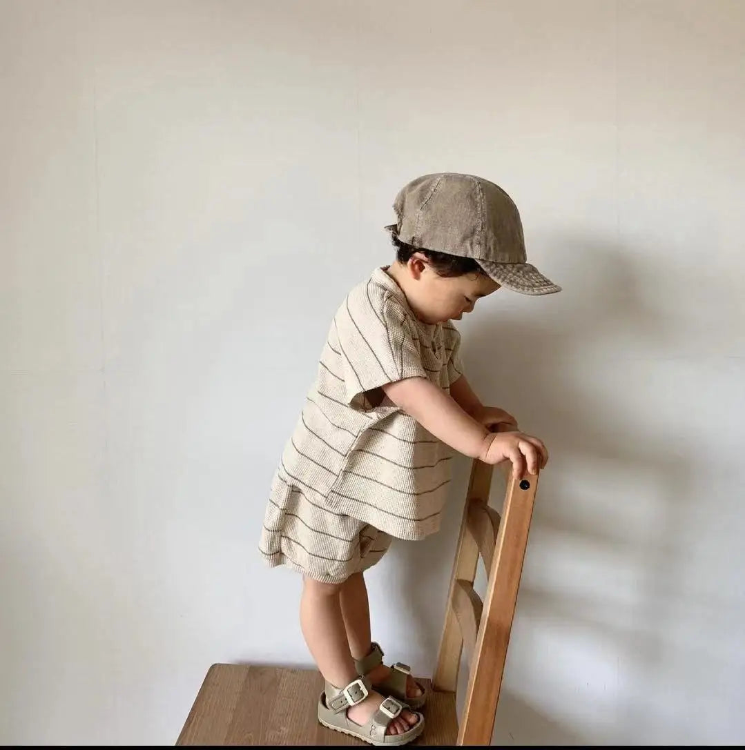 Toddler Striped Outfit Set | Baby Boy Summer T-Shirt & Shorts Set