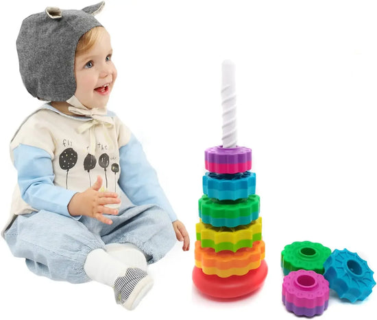 Montessori Rainbow Stacking Tower - Safe & Eco-Friendly Toy