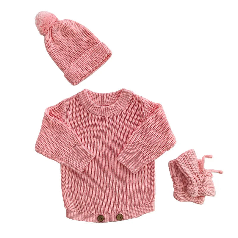 Personalized Baby Knit Sweater Romper Set with Name | Custom Newborn Outfit