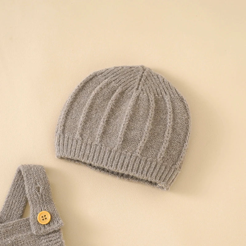 Baby Boy Knit Outfit Set | Winter Jumpsuit with Hat