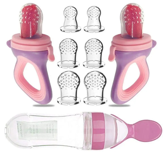 Squeezing Silicone Baby Feeder & Pacifier Spoon – Infant Food Feeder | 3 Colors