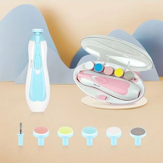 Electric Baby Nail Grinder 6-in-1 | Safe & Silent Baby Nail Trimmer with Light | Newborn & Toddler Nail Care Kit