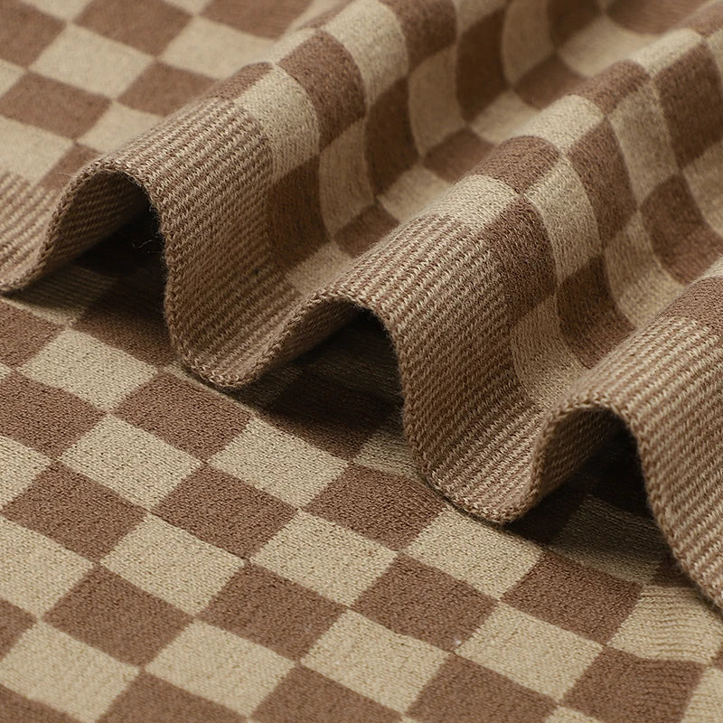 Newborn Baby Knitted Blanket | Soft Checkered Stroller & Bed Cover 100x80cm