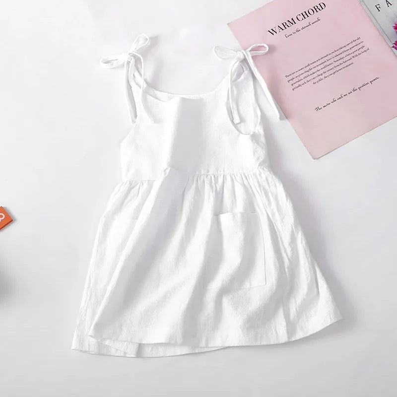 Toddler Girl Summer Dress | Minimalist Cotton Pocket Dress Casual Baby Outfit