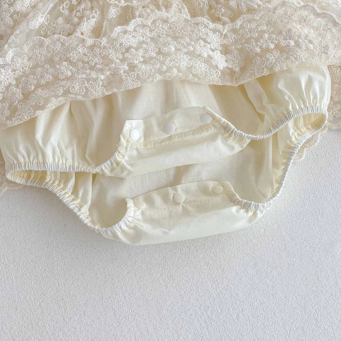 Baby Girl Cream Lace Romper | Newborn Princess Dress Outfit