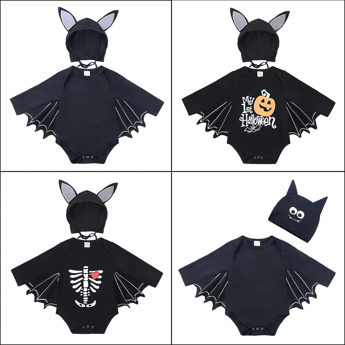 Baby Bat Halloween Costume Romper with Hat – First Halloween Outfit