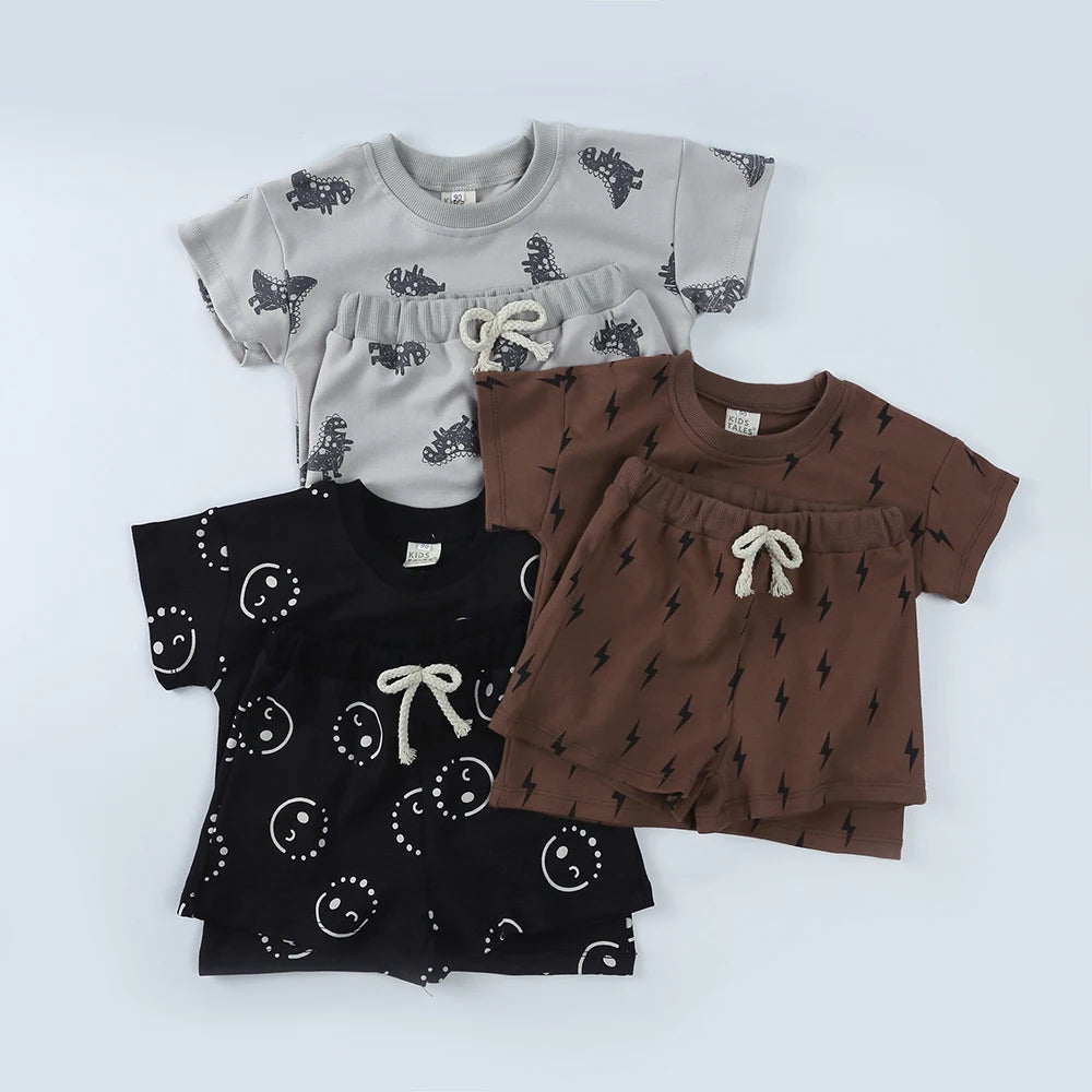 Toddler Summer Outfit Set | Baby Boy Printed T-Shirt & Shorts Matching Set