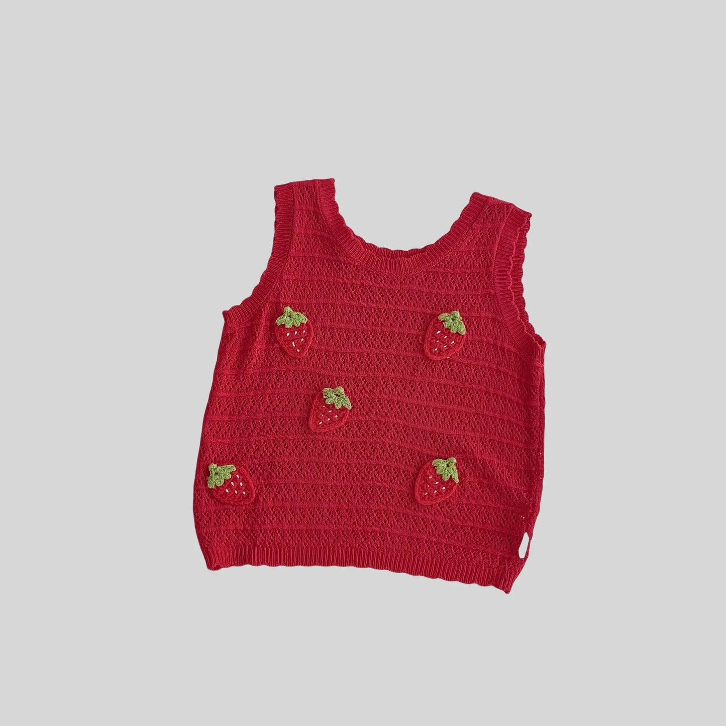 Toddler Strawberry Outfit Set | Knit Top & Shorts Summer Baby Clothes