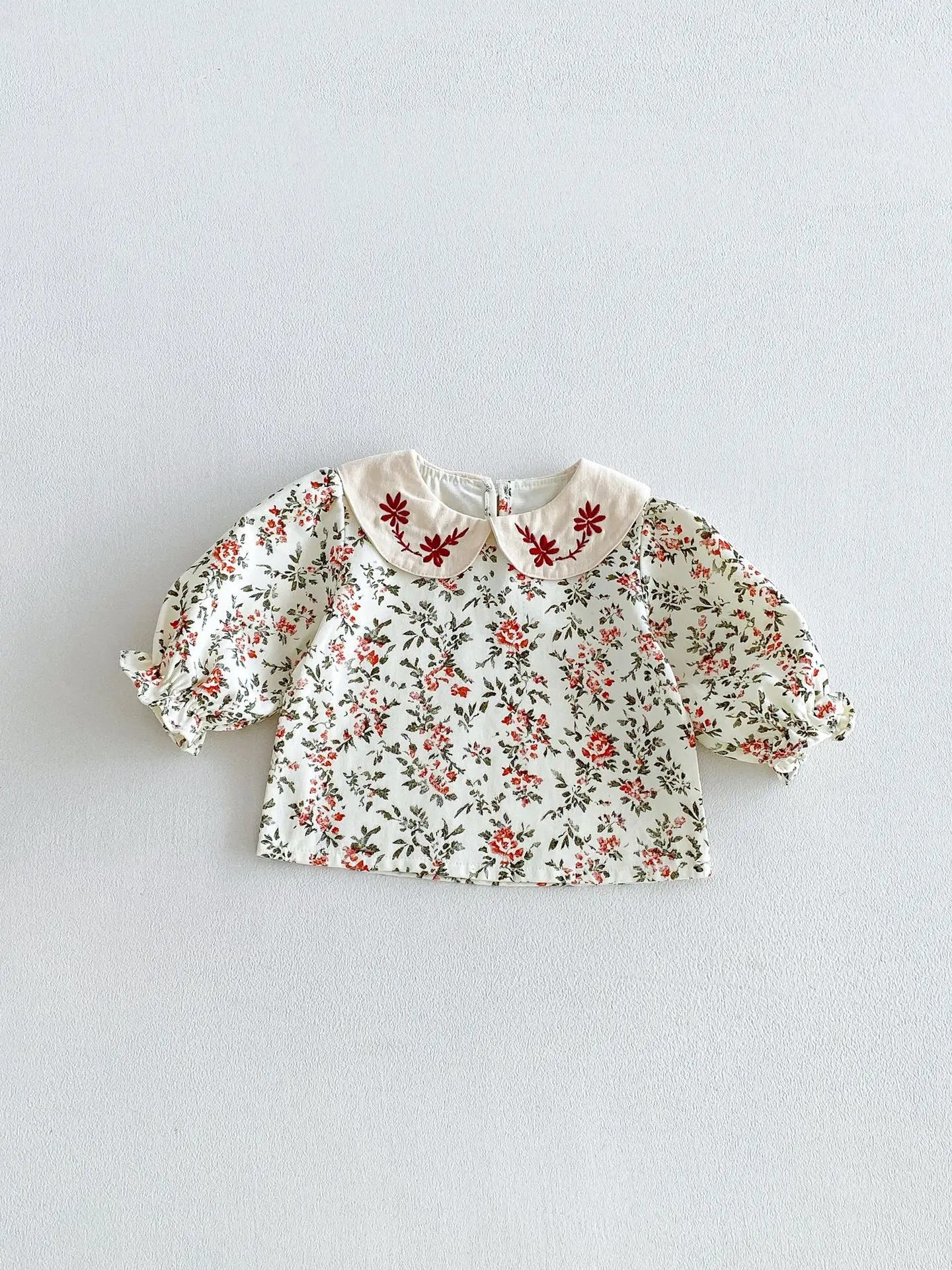 Baby Girl Floral Blouse & Red Striped Suspender Bloomer Set