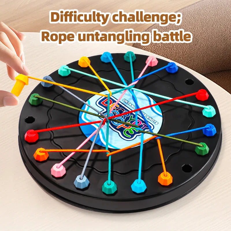 twisted rope puzzle game, brainy knots, rope untangling board, lacing toy, puzzle challenge