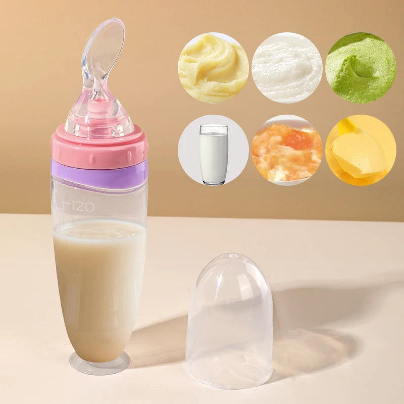 Baby Silicone Squeeze Feeder with Detachable Spoon