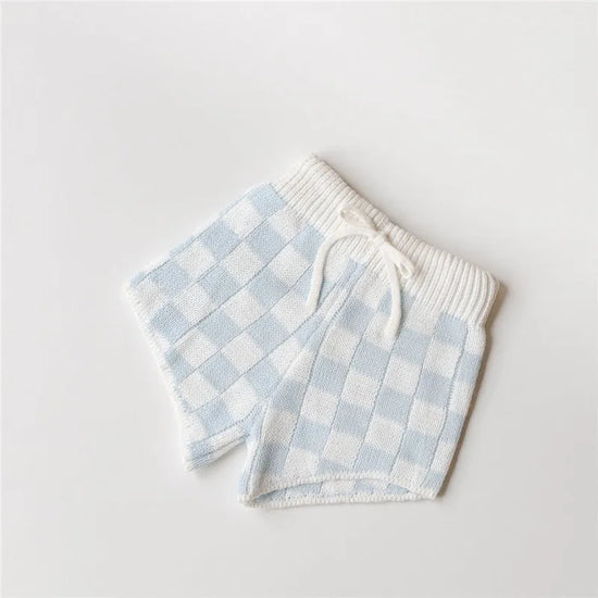 Kids Summer checked Knit Set – Checked T-Shirt & Shorts Outfit for Boys and Girls
