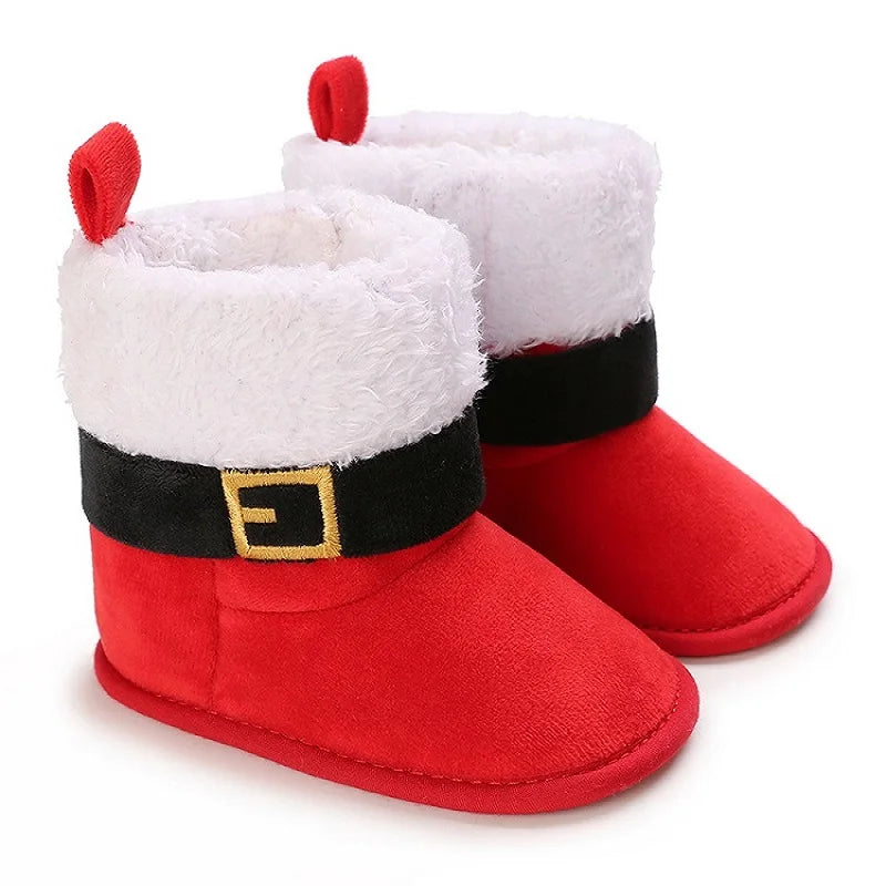 Infant Newborn Booties Santa Foot Socks Baby Christmas Boots Lovely Snowflake Santa Design Winter Warm Slippers Anti-Slip Shoes